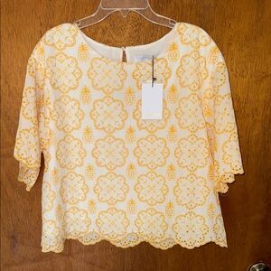 pineapple Yellow Flutter Sleeve Crop Blouse